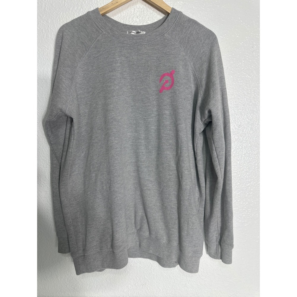 Peloton Crewneck Pullover Gray Pink Logo Athletic Women's Size L